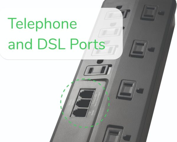 APC Surge Protector with Telephone and DSL Protection, P8T3, 2525 Joules, 8 Outlet Surge Protector Power Strip Gray - Image 3