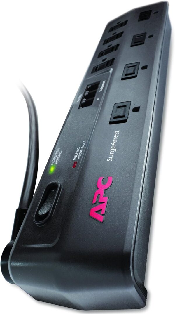 APC Surge Protector with Telephone and DSL Protection, P8T3, 2525 Joules, 8 Outlet Surge Protector Power Strip Gray - Image 2