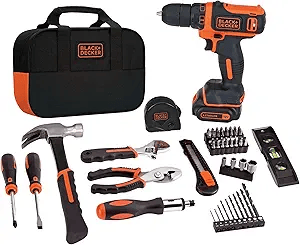 BLACK+DECKER 12V MAX Drill & Home Tool Kit, 60-Piece (BDCDD12PK)