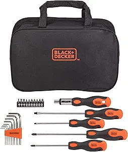 BLACK+DECKER Screwdriver Set with Storage Bag, Magnetic Tip, 23-Piece (BDHT6223CAPB)