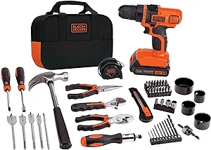 BLACK+DECKER 20V Max Drill & Home Tool Kit, 68 Piece (LDX120PK)
