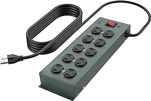 Belkin Power Strip Surge Protector – 10 AC Outlets, 15ft Heavy Duty Metal Extension Cord with Wall Mount Holes