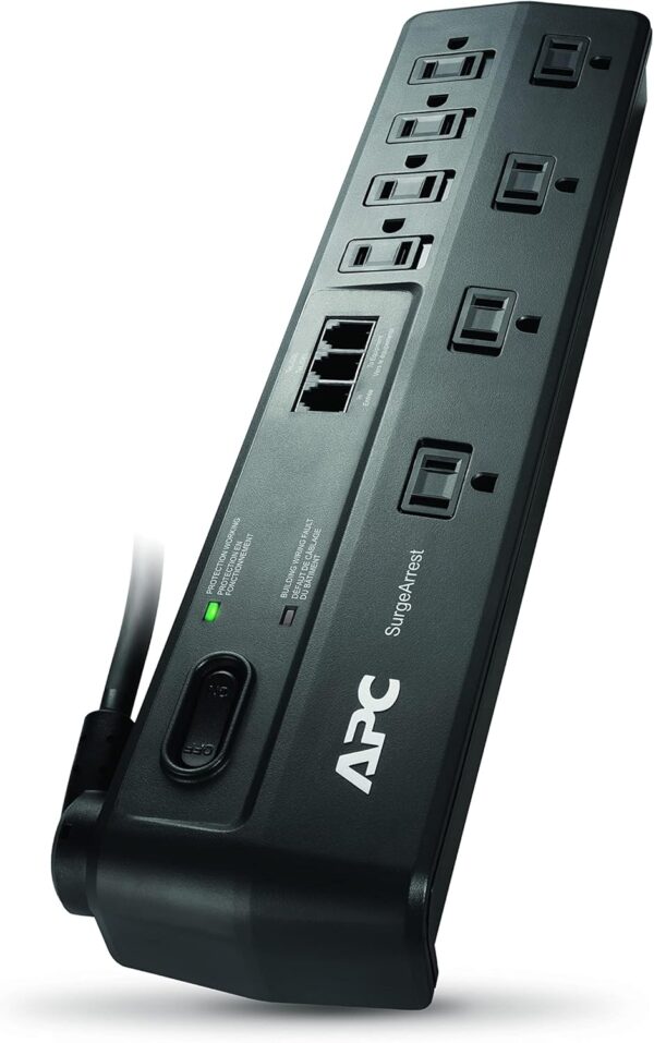 APC Surge Protector with Telephone and DSL Protection, P8T3, 2525 Joules, 8 Outlet Surge Protector Power Strip Gray
